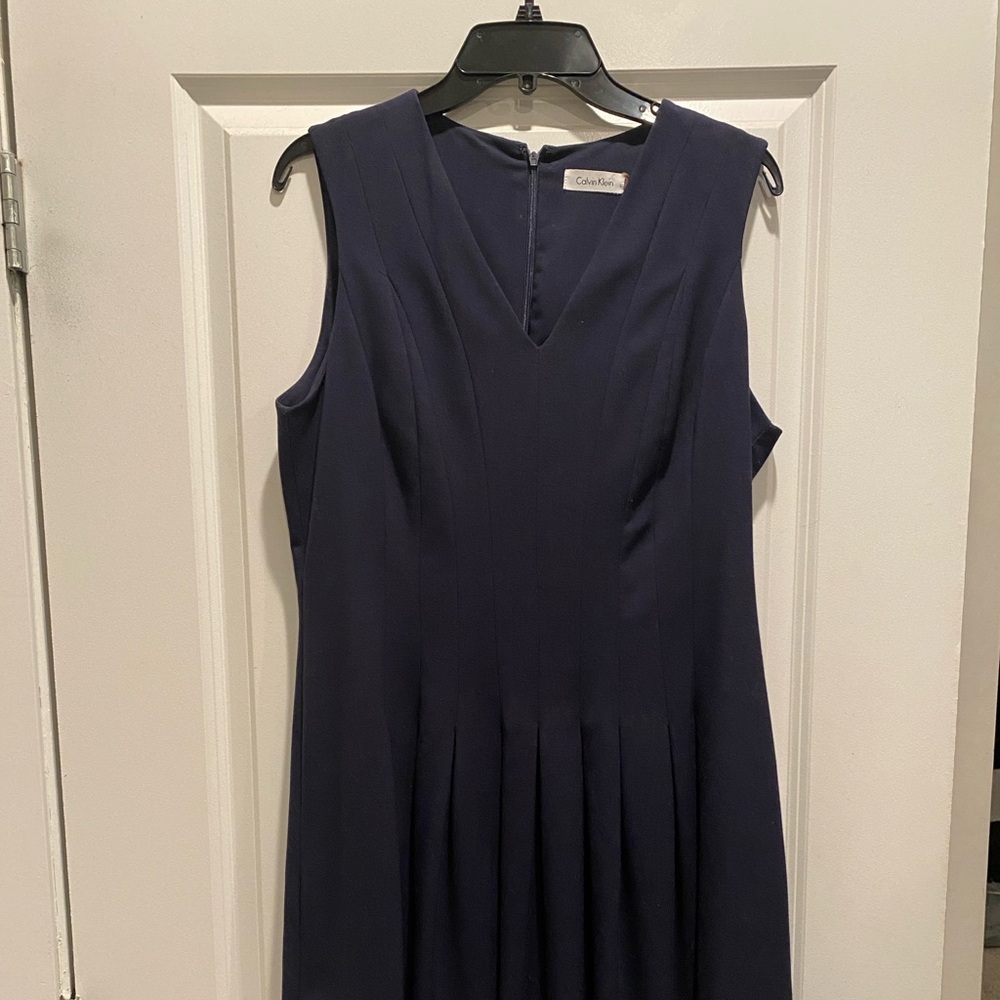 Calvin Klein Dress Navy Blue Fit And Flair Size L